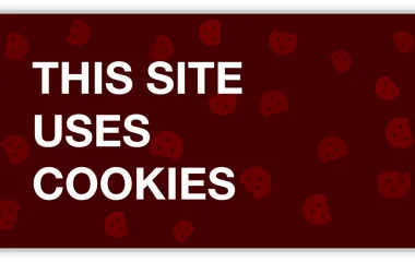 A red title card with the words "This site uses cookies"