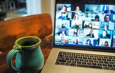 Zoom call with coffee