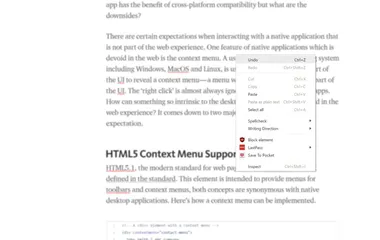 The context menu showing common actions when right clicking on a webpage