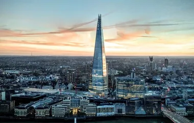 An evening photo of the Shard in London