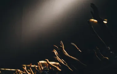 hands reaching out at a concert