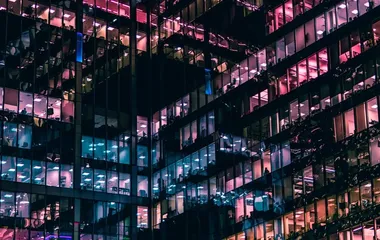 An office building at night 