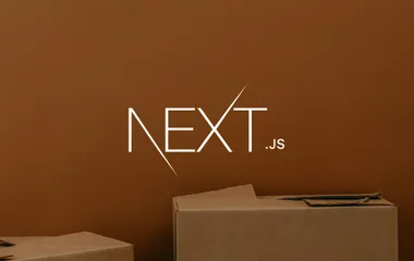 A stack of boxes on a sepia background with the Next.js logo overlayed