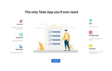 A screenshot of a marketing page with the title "The only Todo App you'll ever need"